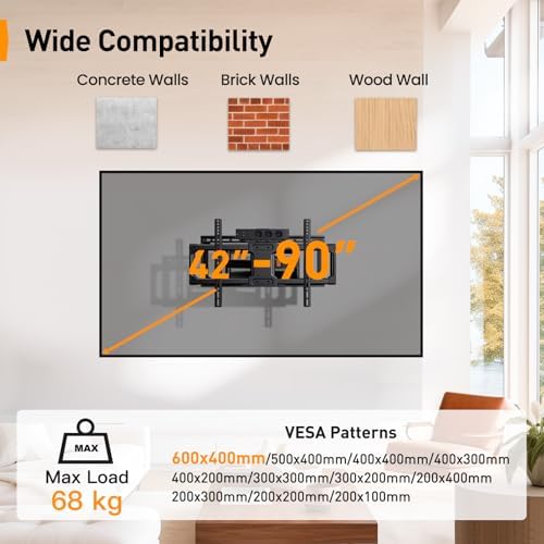 Perlegear TV Wandhalterung PGLF18 mit 822mm Langem Arm & PGLF11 TV Wandhalterung mit Steckdosenleist