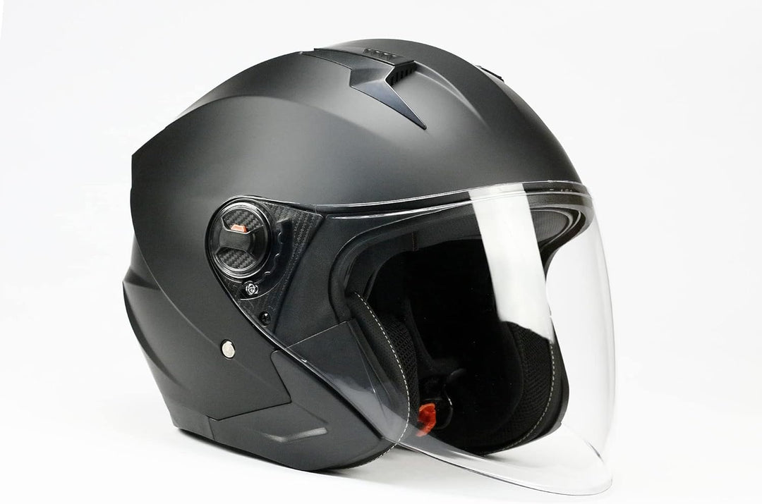 BNO Jet9 Jethelm Helm Motorradhelm mit Langvisier+ Sonnenvisier Matt Schwarz Grösse (S-XL), S
