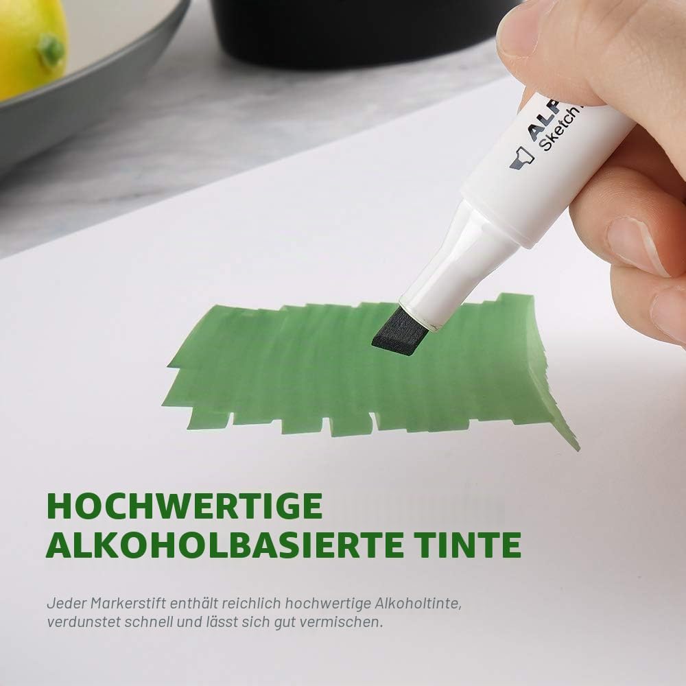 Arrtx Marker Stift mit 80 Farben, ALP Doppeltipps Graffiti Marker pen mit Tragebox für Entwürfe, Zei
