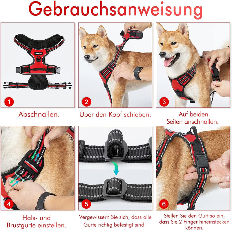 rabbitgoo Hundegeschirr Mittelgrosse Hunde Anti Zug Geschirr Hund mit Kontrolle No Pull Verstellbar