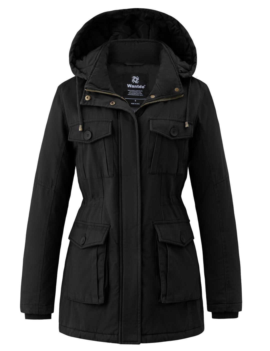 Wantdo Damen Klassische Baumwoll Jacke Warmer Fleece Mantel Winter Outdoor Parka Jacke Mittellanger