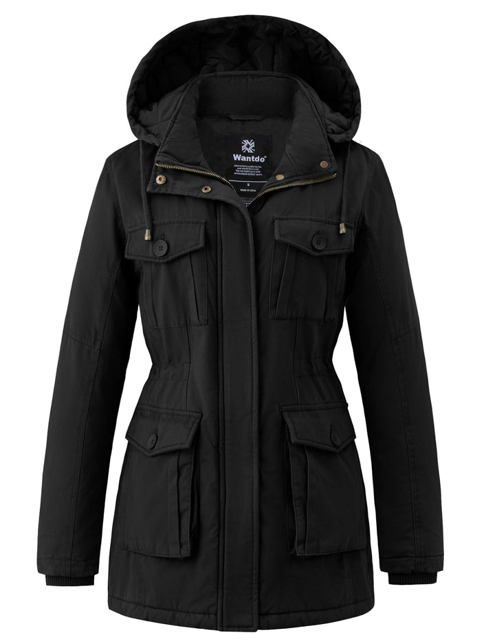 Wantdo Damen Klassische Baumwoll Jacke Warmer Fleece Mantel Winter Outdoor Parka Jacke Mittellanger