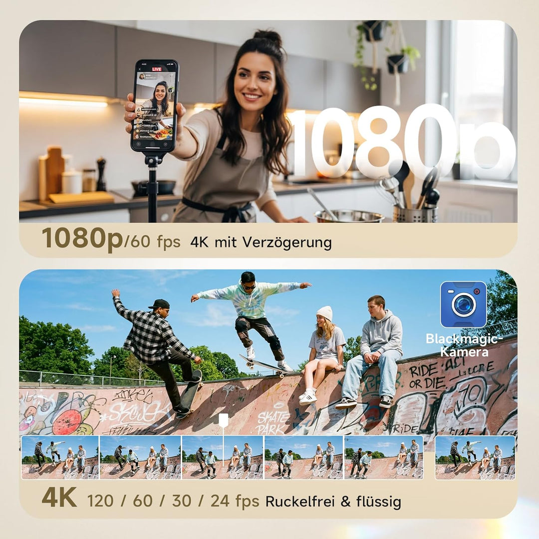 Rollei Easy Creator Selfie Monitor 3,97" Smartphone Rückkamera Magnetisch Vlog Bildschirm für iPhone