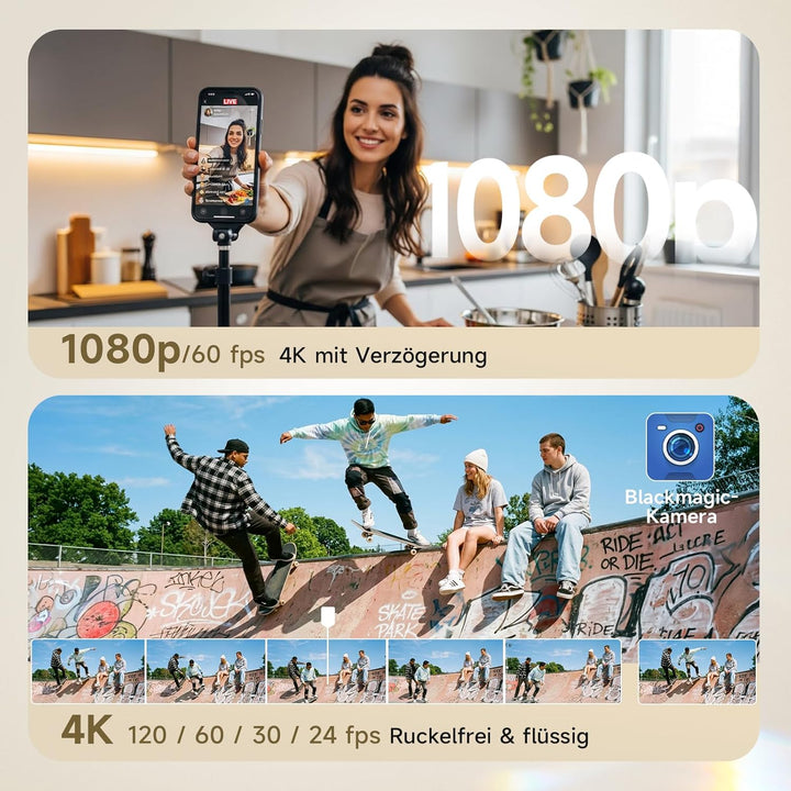 Rollei Easy Creator Selfie Monitor 3,97" Smartphone Rückkamera Magnetisch Vlog Bildschirm für iPhone
