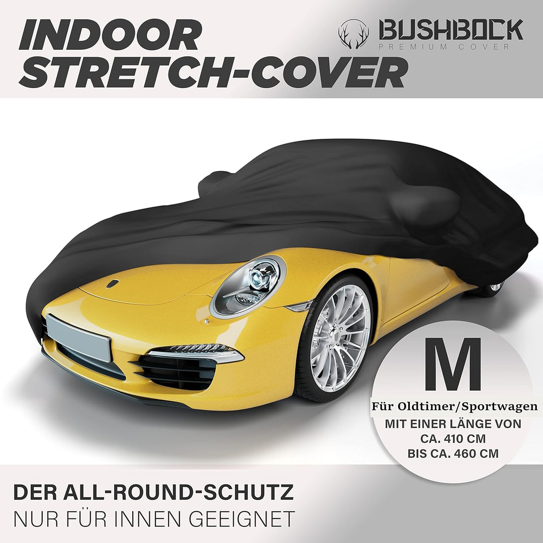 BUSHBOCK® Premium Autoabdeckung Indoor - Satin Schutzhülle Stoff - Abdeckplane Autoplane Autogarage