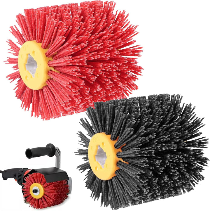 2 Stück Schleifbürsten: 80 Körnung, 100mm Breite - 120mm Ø | Schleifwalze geeignet, Nylonbürste für