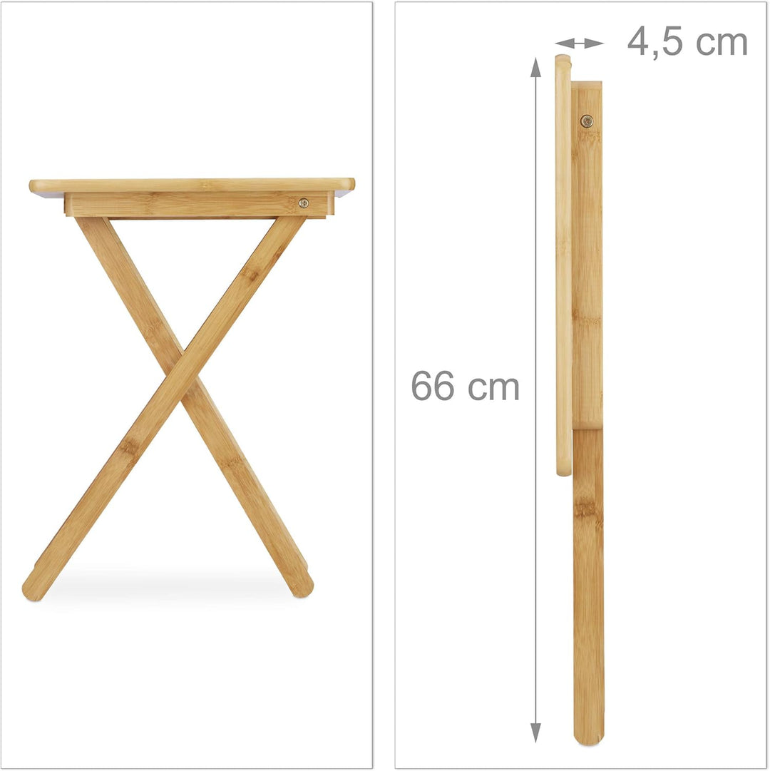 Relaxdays Beistelltisch klappbar, Bambus Holz, Klapptisch klein, rechteckig, HBT: ca. 52 x 40 x 31 c