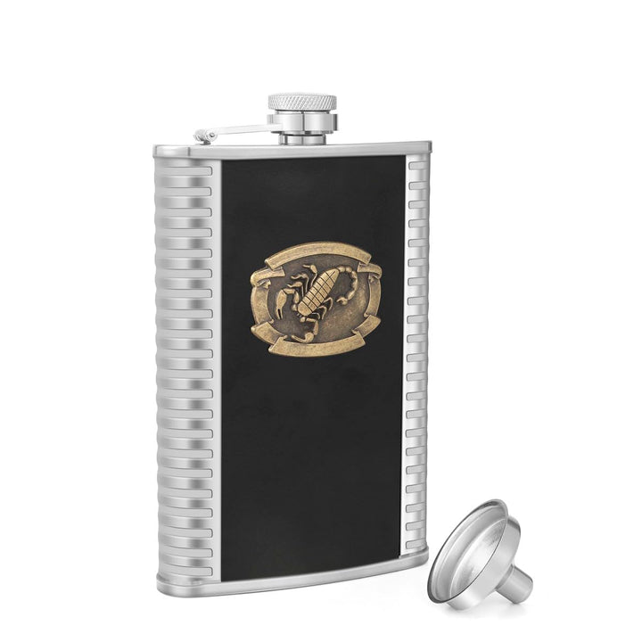 Flachmann mit Trichter und Box, Edelstahl, Skorpion-Muster, 284 ml A. Skorpion 283 g, A. Skorpion 28