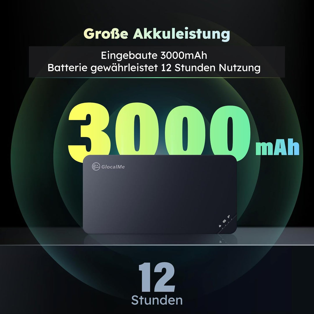 GlocalMe U3 4G LTE Mobiler WLAN Router, MIFI mit 1GB globalen Daten und 8GB EU Daten, Keine SIM-Kart