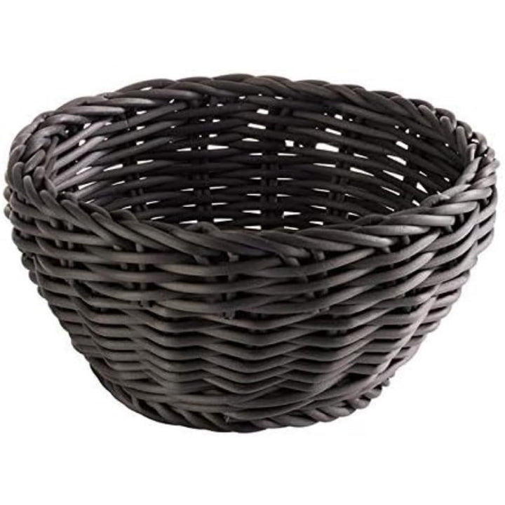 APS Korb rund „Profi Line“, schwarzer Flechtkorb/Brotkorb, Körbchen aus Polypropylen, Ø 16 cm, Höhe