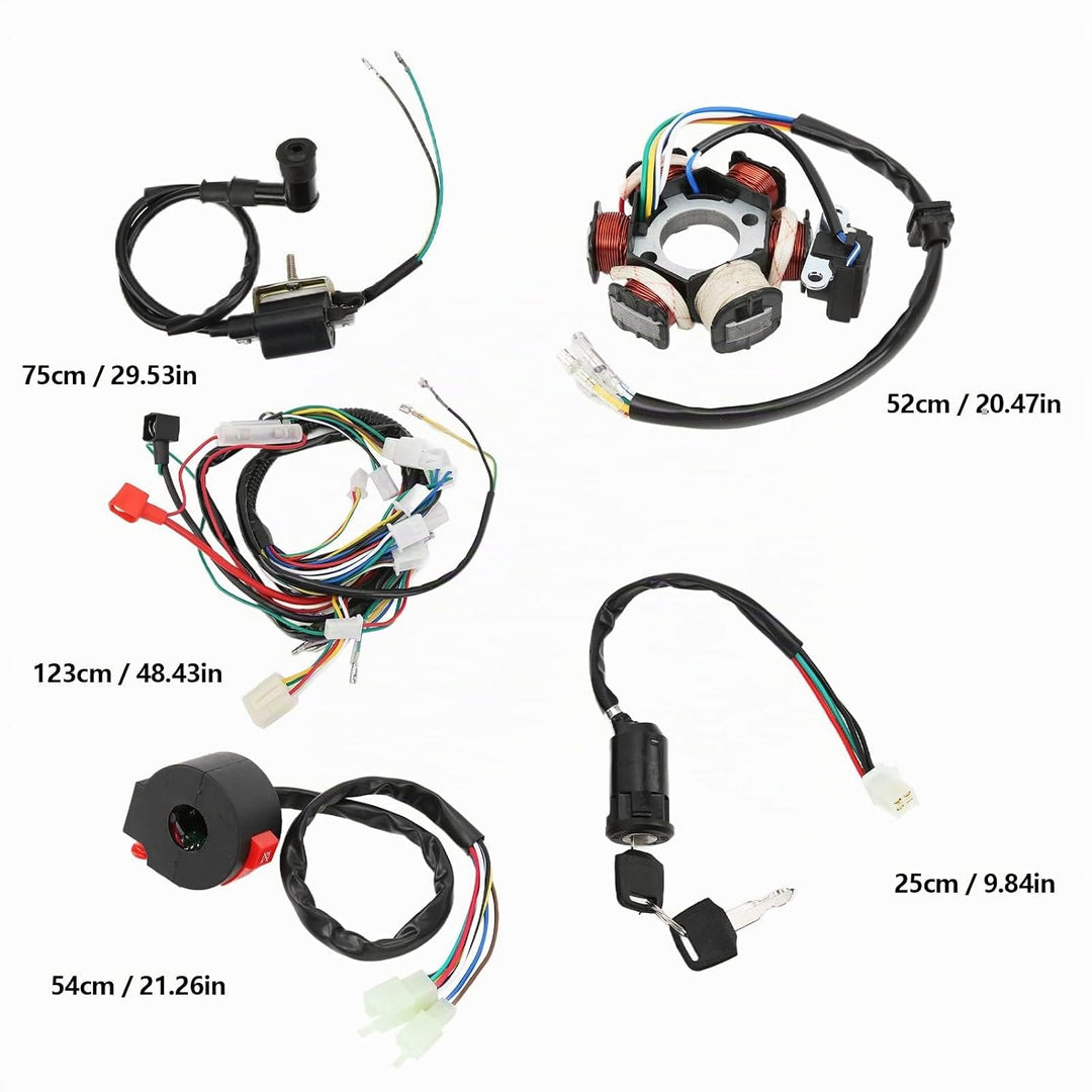 Aramox Quad Kabelbaum Elektrik Statorspule CDI Kabelbaum Set Ersatz für 50 Cc 70 Cc 90 Cc 110 Cc 125