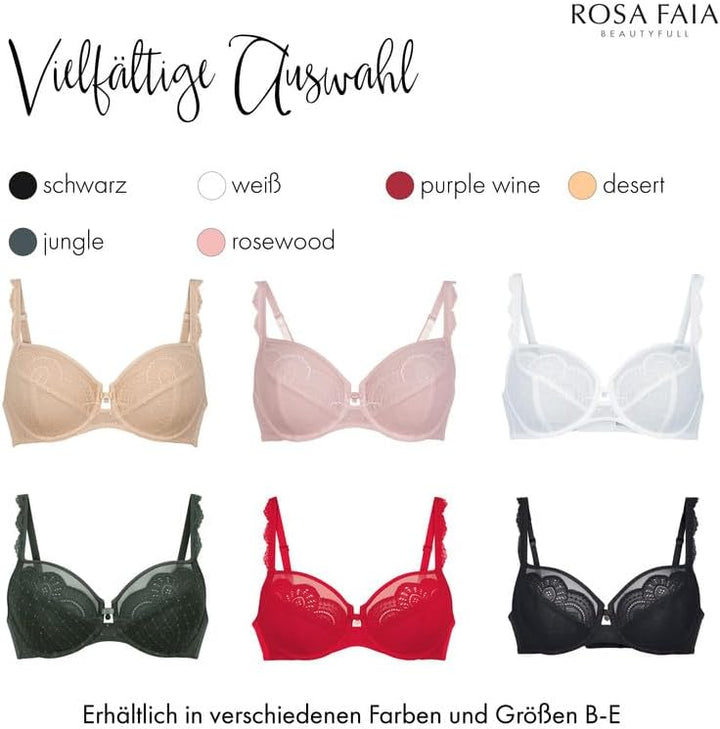 Rosa Faia by Anita Damen Bügel-BH Selma 5634 - Komfort-Spitzen-BH mit Zierstein – stützender Damen B
