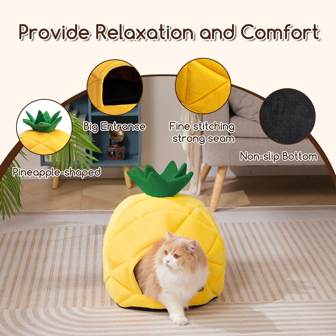 Hollypet Cozy Pet Bett Warm Höhle Nest Schlafbett Ananas Form Welpenhaus für Katzen und kleine Hunde