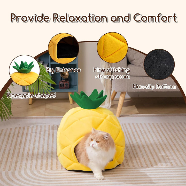Hollypet Cozy Pet Bett Warm Höhle Nest Schlafbett Ananas Form Welpenhaus für Katzen und kleine Hunde