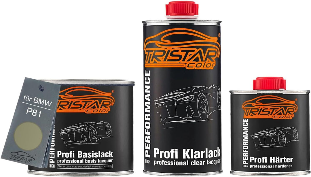 TRISTARcolor Autolack Set Dose spritzfertig für BMW P81 Steingrau Basislack + 2K Klarlack 1,25L