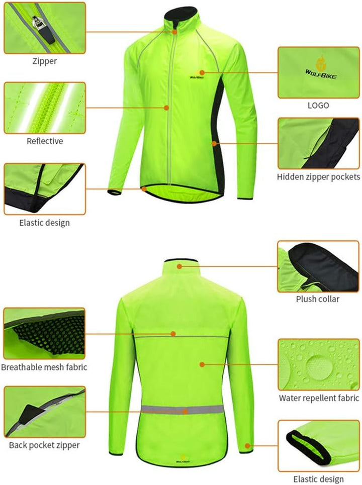 WOSAWE Herren-Fahrradjacke Winddichte wasserdichte MTB Mountainbike Jacket Für Radfahren, Joggen & W