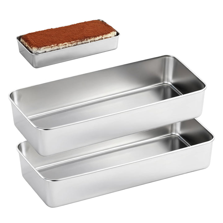 Grosse Edelstahl Brotbackform 2er-Set: Edelstahl Rechteckig Toastbrot Backform für Brot/Kuchen/Toast