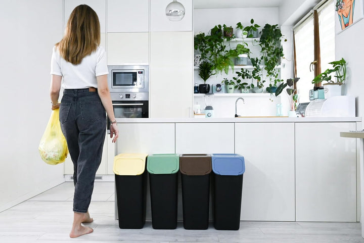 Go Practic 2-er Mülleimer-Set Küche Mülltrennsystem 2x Mülleimer 35l mit Deckel und 2-Pack Bioaktivk