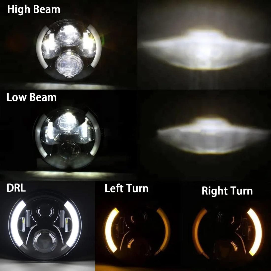 SKUNTUGUANG 7 Zoll Schwarz Daymaker LED Scheinwerfer Halo Engels-Auge Und Bernstein Blinker Für 97-1