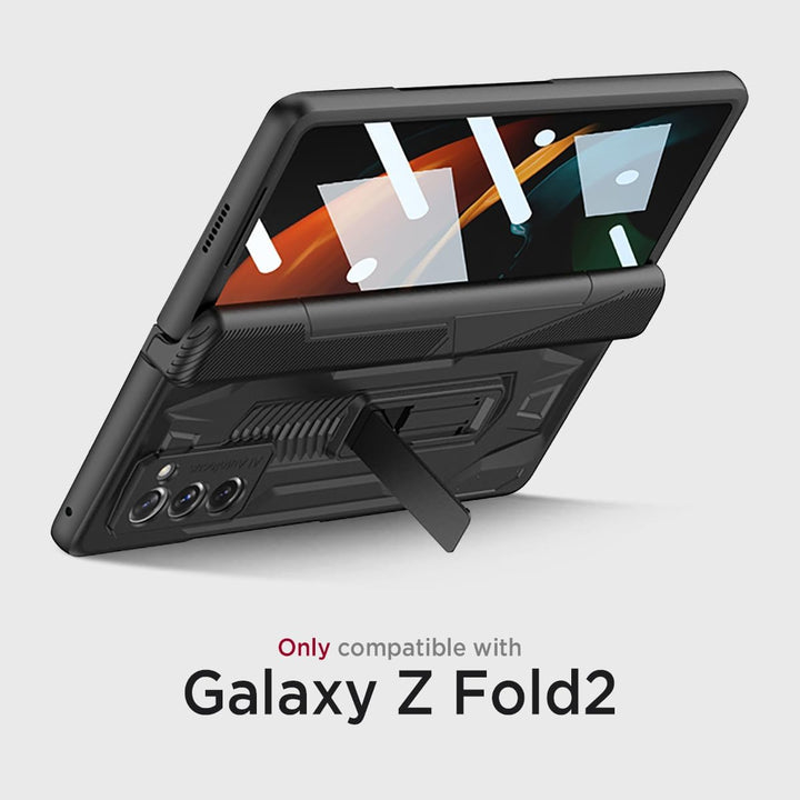 Miimall Schutzhülle Kompatibel mit Samsung Galaxy Z Fold 2 Hülle mit Ständer, Robust PC Handyhülle m