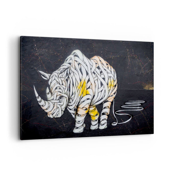 Bilder auf Leinwand 100x70cm Leinwandbild mit Rahmen Nashorn modern Gross Wanddeko Bild Schlafzimmer