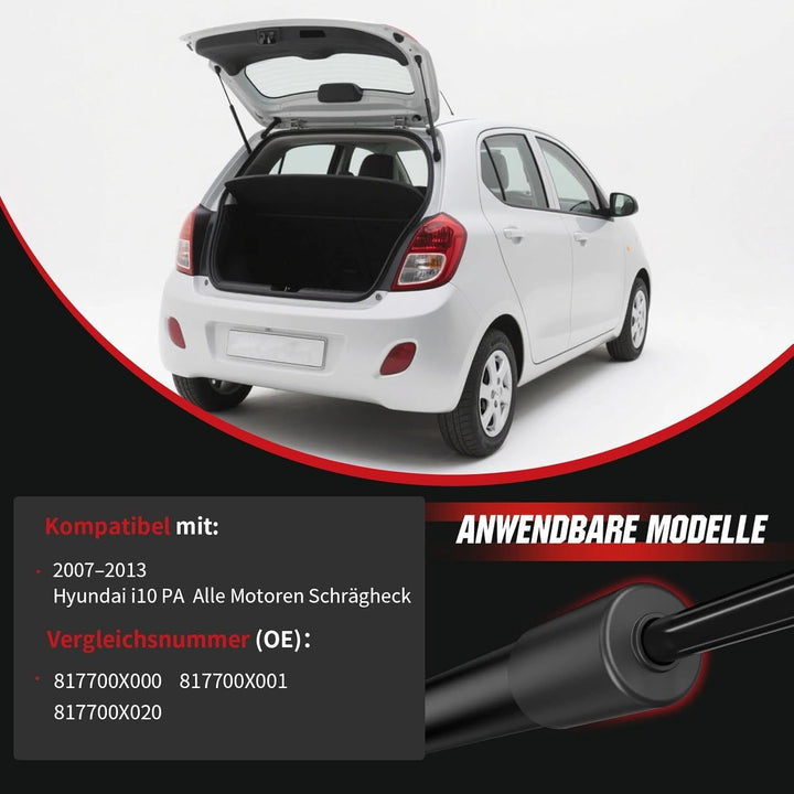 Gasfeder Heckklappe kompatibel mit Hyundai i10 PA (2007–2013), OTUAYAUTO 2 Stück Heckklappendämpfer
