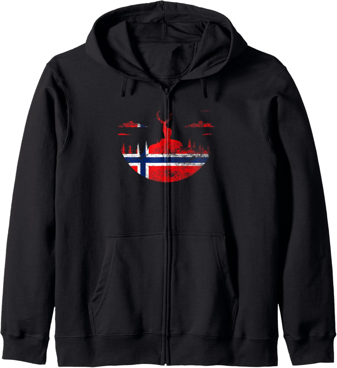 Elch Norwegen Fahne Norwegische Flagge Lustiges Norwegen Kapuzenjacke