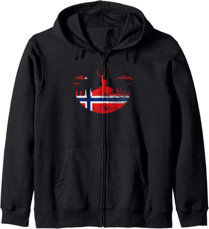 Elch Norwegen Fahne Norwegische Flagge Lustiges Norwegen Kapuzenjacke