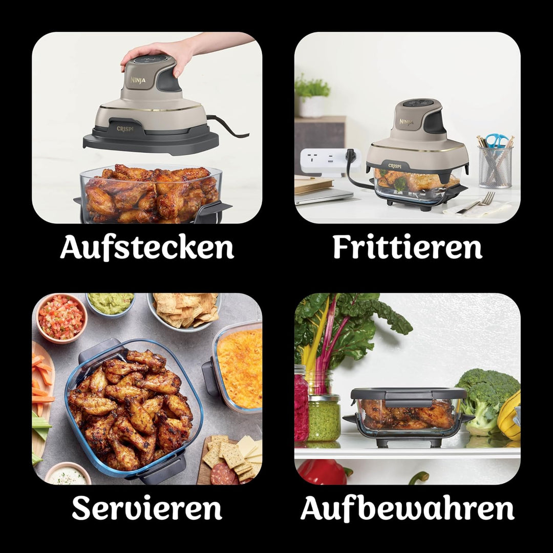 Ninja CRISPi tragbare Air fryer Heissluftfritteuse, 3,8 l, 4-in-1: Heissluftfrittieren, Braten, Warm