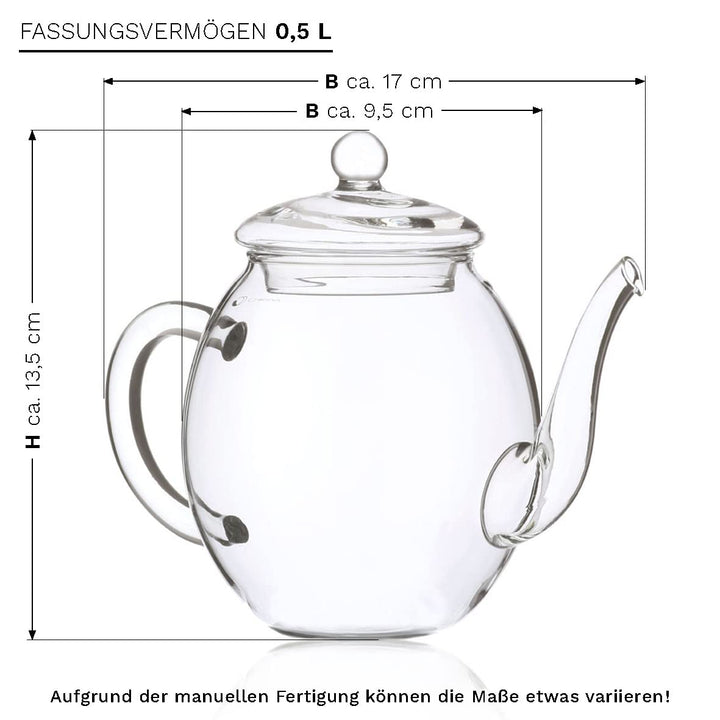 Creano Teeblumen Geschenkset - Erblühtee Frühjahrslese mit 500ml Glaskanne & 6x Weisser Tee - 7 teil