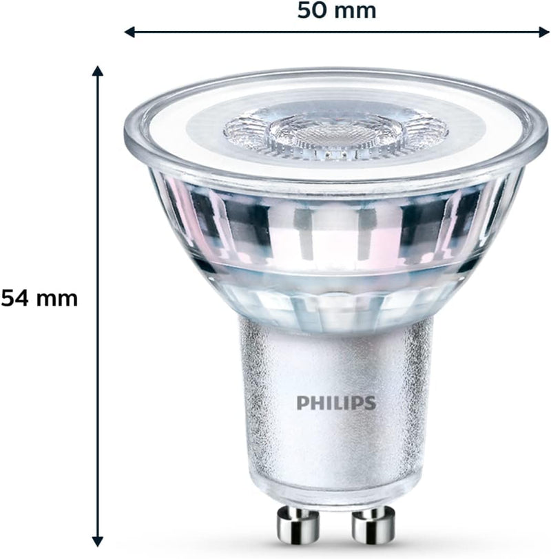 Philips LED Classic GU10 Lampen 6-er Pack (50 W), Reflektor LED Spots mit warmweissem Licht, energie