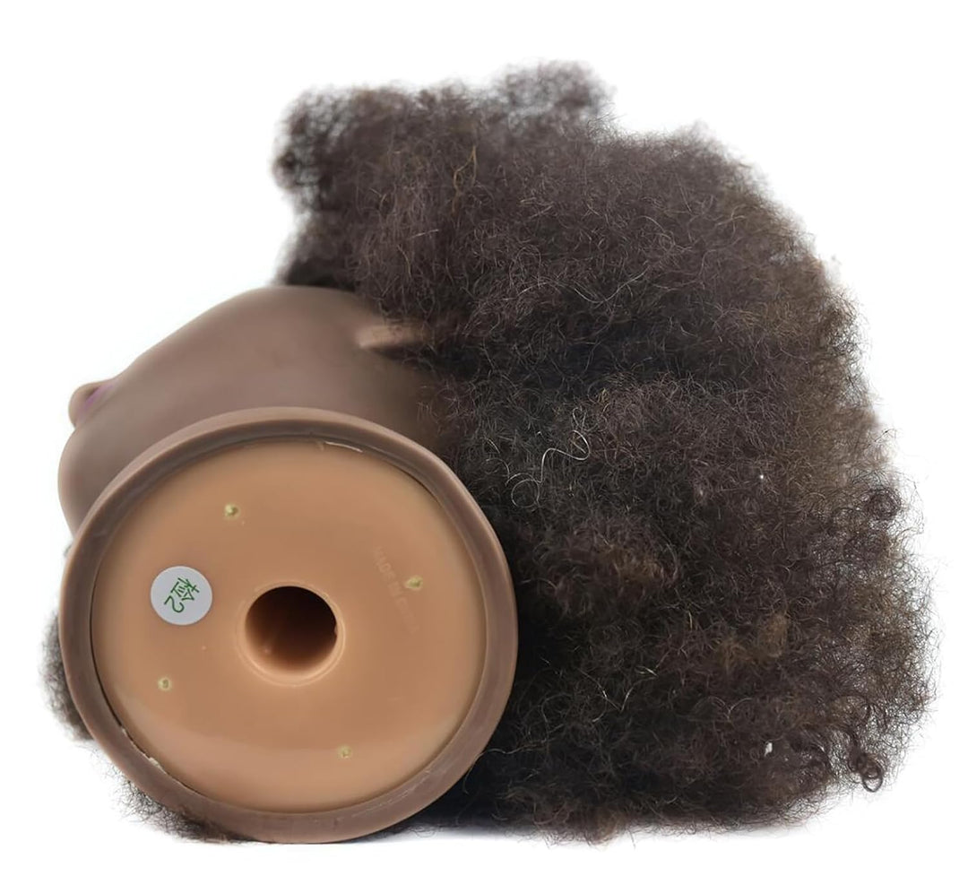 Tcwuzick Ausbildung Kopf African American mit 100% Echthaar Schaufensterpuppe Kopf Kosmetologie Afro
