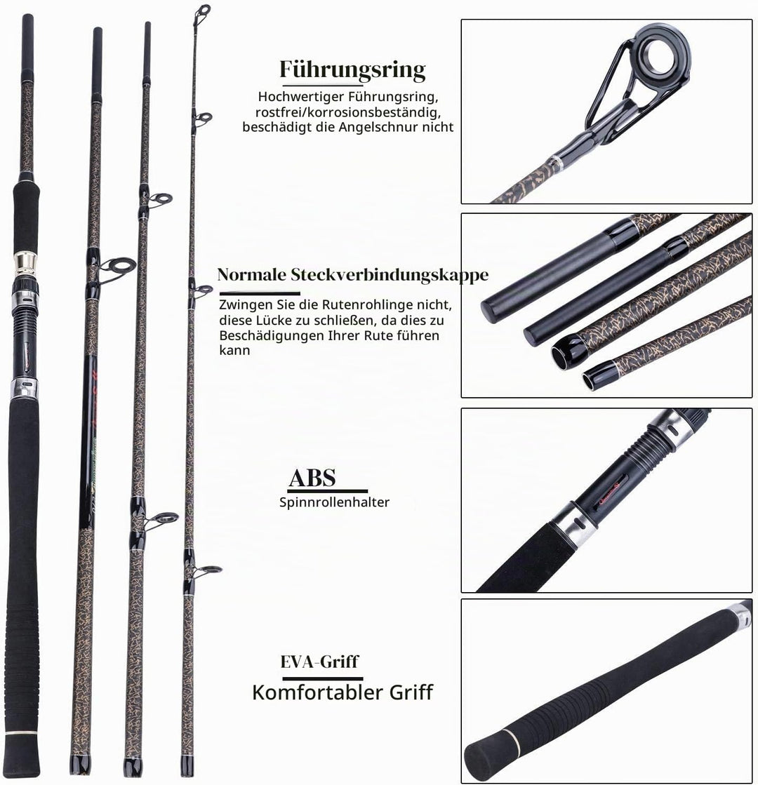 Sougayilang Karpfen Angelrute, Porable High Carbon 4 Pc Rohlinge Karpfen Angelrute für Reisen Süsswa