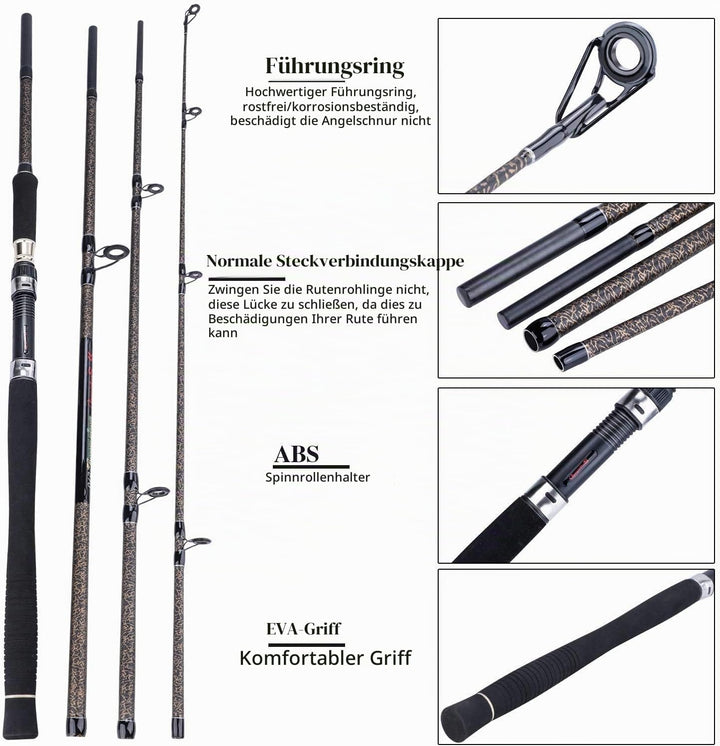 Sougayilang Karpfen Angelrute, Porable High Carbon 4 Pc Rohlinge Karpfen Angelrute für Reisen Süsswa