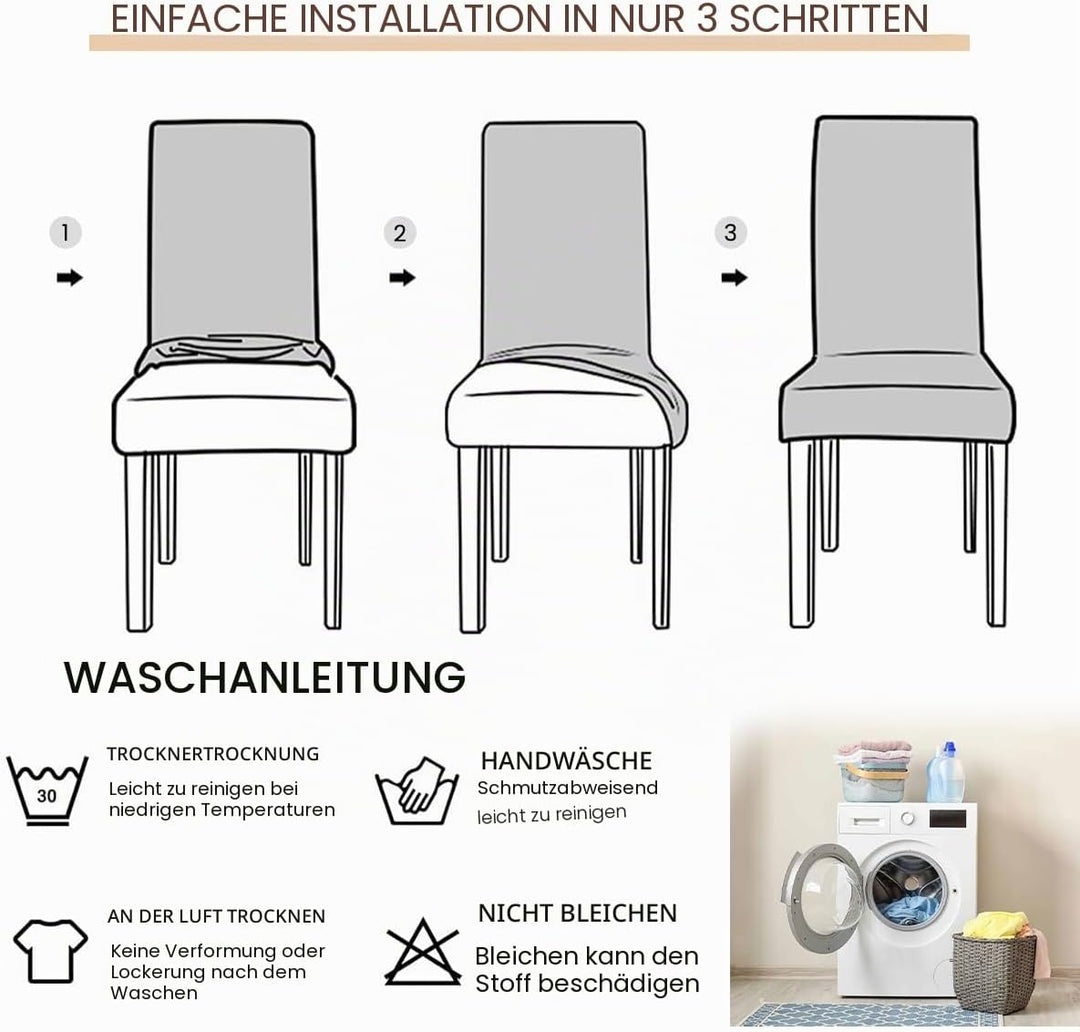 Chickwin Stuhlhussen 6er Set Samt Stuhlhussen für Schwingstühle, Esszimmerstühle Hussen Für Hochzeit