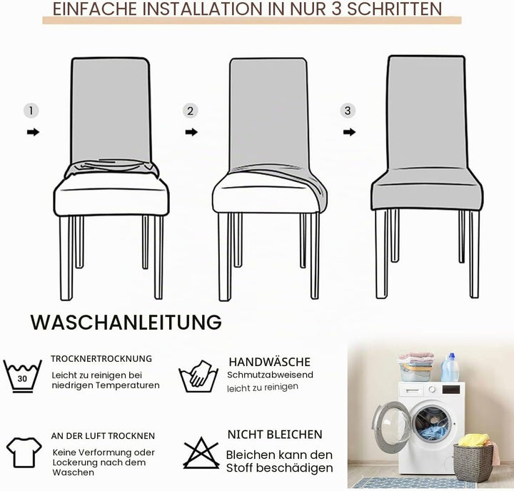 Chickwin Stuhlhussen 6er Set Samt Stuhlhussen für Schwingstühle, Esszimmerstühle Hussen Für Hochzeit