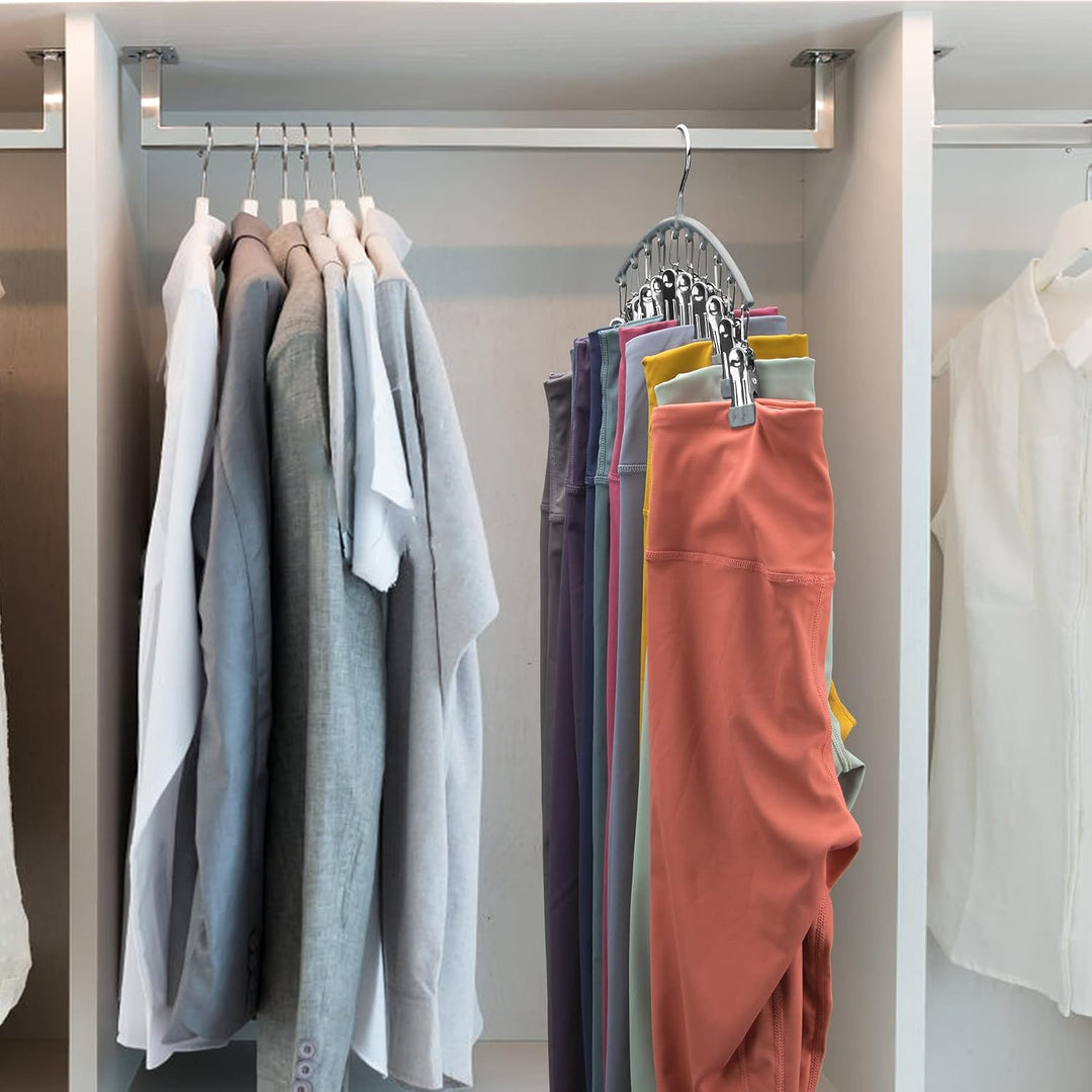 Volnamal Legging-Organizer, Metall-Yogahosenbügel mit Gummibeschichtung, 4 Stück, 10 Clips für 40 Le
