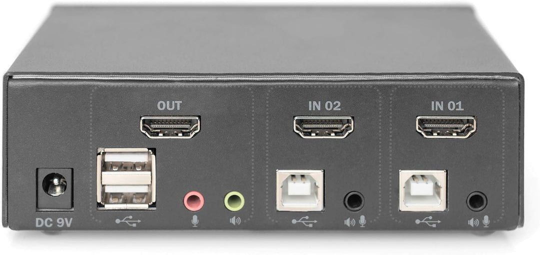 DIGITUS KVM-Switch HDMI – 2-Port Single-Display – 2 PC 1 Monitor – 1x Maus, Tastatur &amp; Audio für 2 C