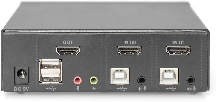 DIGITUS KVM-Switch HDMI – 2-Port Single-Display – 2 PC 1 Monitor – 1x Maus, Tastatur &amp; Audio für 2 C