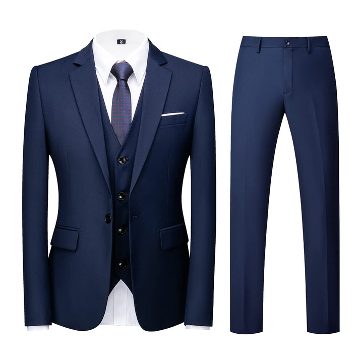 KUDORO Herren Anzüge 3-teilig Slim Fit Eine Knöpfe für Hochzeit Business Herrenanzug Sakko Weste Hos