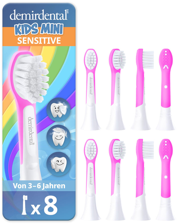 demirdental Kinder Ersatzbürsten passend für Philips Sonicare Kids, Compact Mini Bürstenköpfe für 3-
