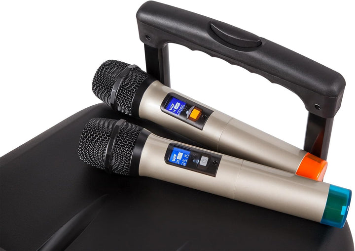 Krüger&amp;Matz KM1712 Aktive Bluetooth-Lautsprecher, PA-DJ-Anlage (2 x Funkmikrofon, SD, FM, USB, Fernb