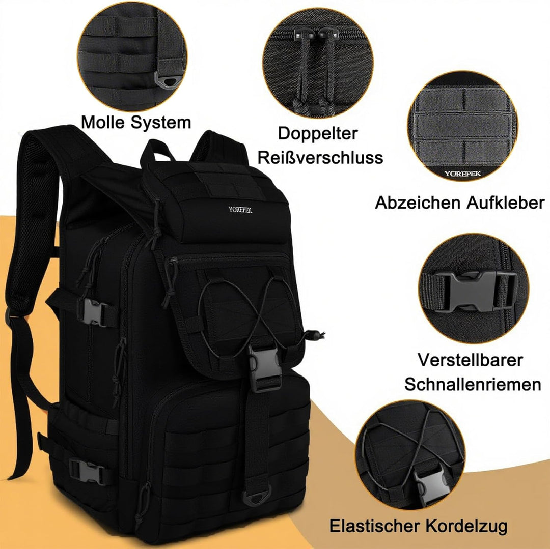 YOREPEK 50L Militär Rucksack, Gross Taktischer Rucksack, Wanderrucksack Herren Bundeswehr Outdoor Ar