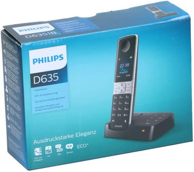 Philips D6351B/38 DECT Telefon Schnurlostelefon mit Anrufbeantworter, D6351B/38