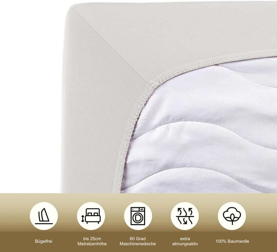 TRAUMSCHLAF Basic Single Jersey Spannbettlaken – 100% Baumwolle für sanften Schlafkomfort – Faltenfr