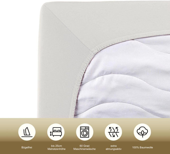 TRAUMSCHLAF Basic Single Jersey Spannbettlaken – 100% Baumwolle für sanften Schlafkomfort – Faltenfr