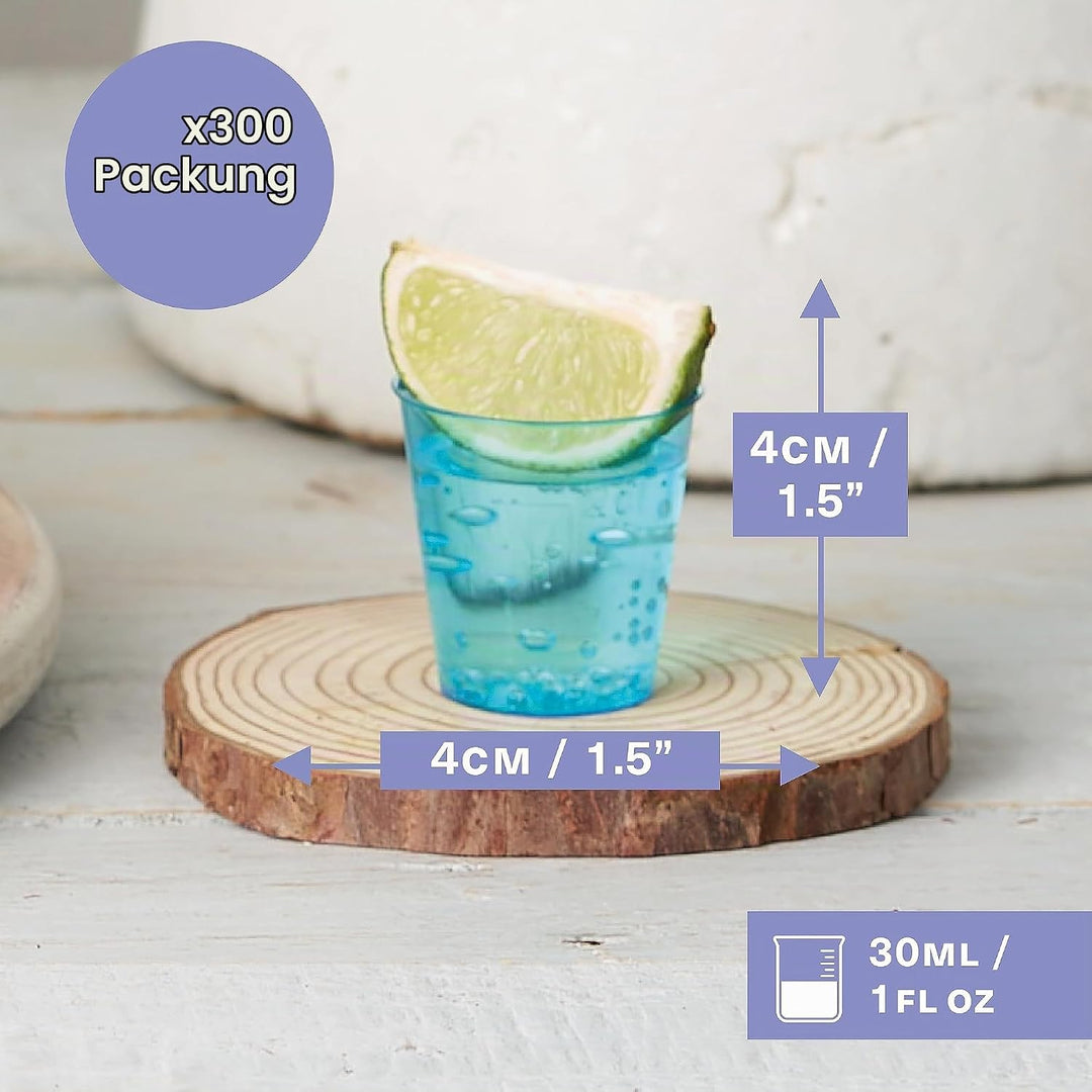 MATANA 300 Bunte Schnapsgläser aus Plastik, 3cl - Pinnchen Kunststoff, Neon Shotgläser, Shot Becher,