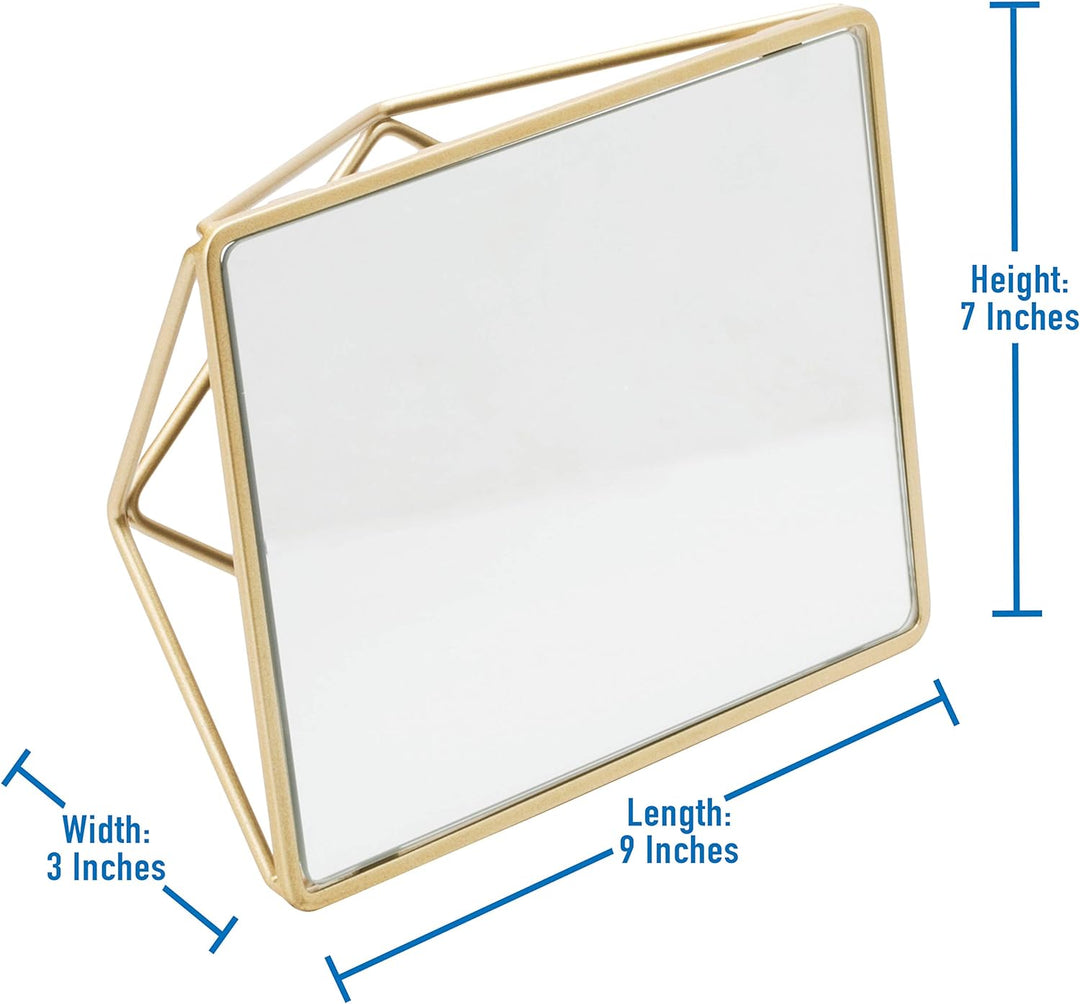 Bath Bliss Freistehender geometrischer Kosmetikspiegel, horizontal oder vertikal, für Make-up und Ra