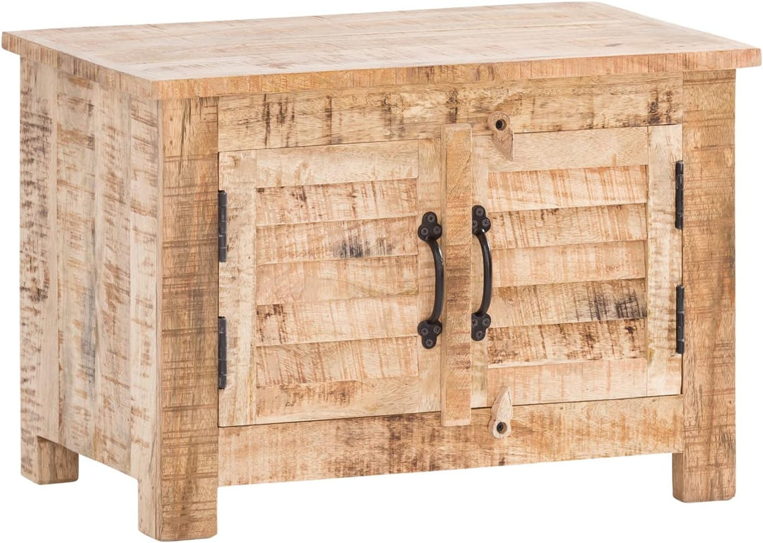 Woodkings® Flurbank Caribou massiv Holz Sitzbank Holzbank Sitzkommode Schuhbank Garderoben Flurmöbel