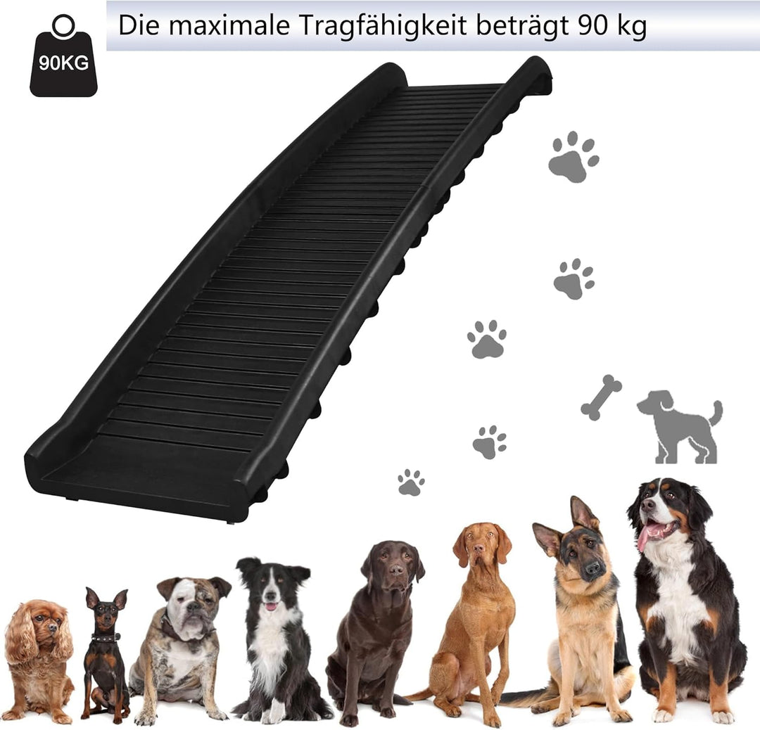Aufun Hunderampe Faltbare Kunststoff Auto Klappbar Hundetreppe Kofferraumrampe für Haustiere Einstie